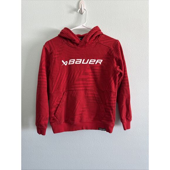 Bauer Hockey Hooded Sweatshirt with hood Red/White Youth Small GUC - Picture 1 of 6